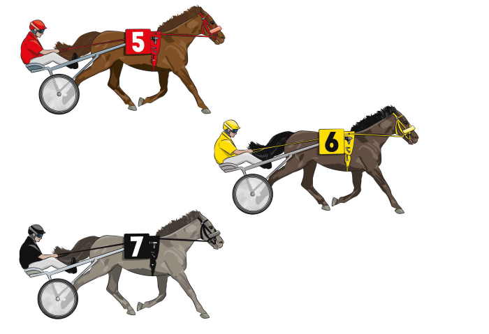 3 Trotteurs avec sulky Ticket Gagnant